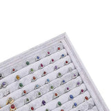 Stackable Jewelry Organizer-Grey Velvet 10 Slots Ring Holder Earrings Tray Showc
