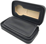 Men's Travel Watch Case 2 Grids Leatherette Organizer-Black