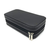 Men's Travel Watch Case 2 Grids Leatherette Organizer-Black