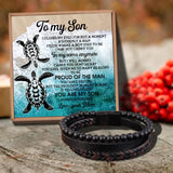 Mom To My Son Charm Rope Stainless Steel Magnetic Leather Bracelet
