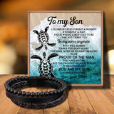 Mom To My Son Charm Rope Stainless Steel Magnetic Leather Bracelet