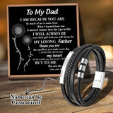 Daughter To My Dad Name Woven Bracelet Card Men's Leather Bracelet