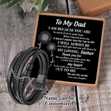 Daughter To My Dad Name Woven Bracelet Card Men's Leather Bracelet