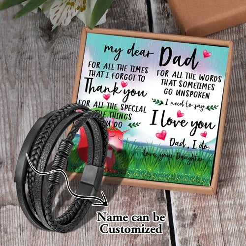 Daughter to Dad Steel Bracelet w/ Magnetic Clasp