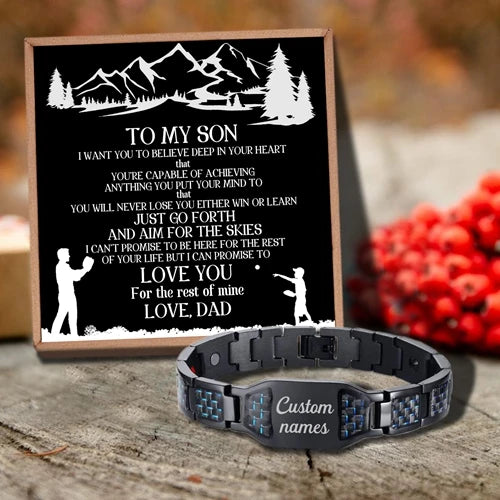 Personalized Message Card Bracelet for Our Son's Special Occasion