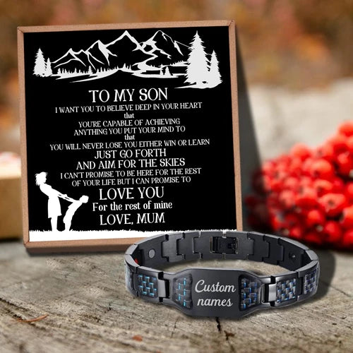 Love Mum Customizable Message Card Bracelet for Son
