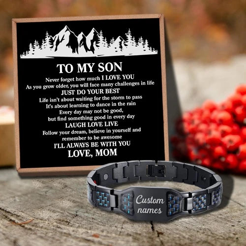 Mom Message Card Bracelet for Son - Gift for Birthday, Anniversary, Holiday