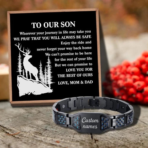 Love Mom Dad Customizable Message Card Bracelet for Birthday Anniversary