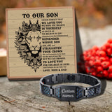Love Mom Dad Customizable Message Card Bracelet for Son's Birthday Anniversary