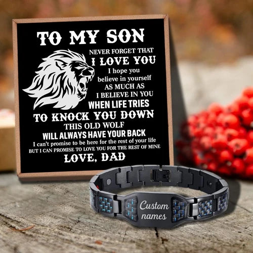 Customizable Love Dad Message Card Bracelet for Son Birthday