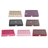 Sackcloth Linen Jewelry Tray Storage Box 28 Grids