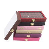Sackcloth Linen Jewelry Tray Storage Box 28 Grids