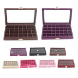 Sackcloth Linen Jewelry Tray Storage Box 28 Grids