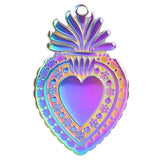 Stainless Steel Sacred Heart Milagro Charm Necklace Pendant