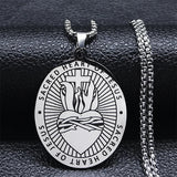 Sacred Heart of Jesus Cross Necklace Stainless Steel Christmas Gift