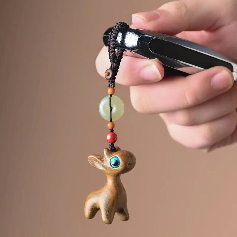 Safe Journey Ebony Deer Key Ring Pendant for Men and Women