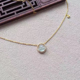 Chalcedony Buddha Pendant Clavicle Chain S925 Sterling Silver Inlaid Diamond