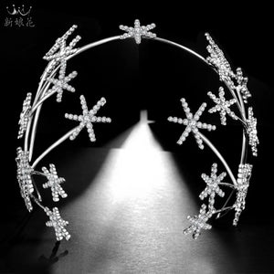 Star Queen Crown Rhinestone Wedding Tiara For Women