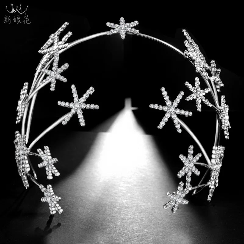 Star Queen Crown Rhinestone Wedding Tiara For Women
