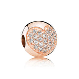 925 Sterling Silver Love Flower Pink Sparkling Buckle For Women