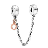 Love Safety Chain 925 Sterling Silver Beaded Charm Silver