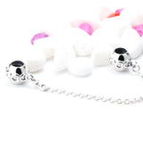 925 Silver Bead Bow Safety Chain with Hearts for Bracelet Bangle