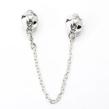 925 Silver Bead Bow Safety Chain with Hearts for Bracelet Bangle