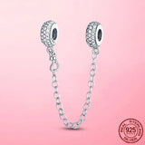925 Sterling Silver Safety Chain Stopper Clip Charm
