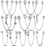 925 Sterling Silver Safety Chain Stopper Clip Charm