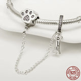925 Sterling Silver Safety Chain Stopper Clip Charm