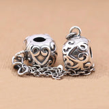 925 Silver Vintage Pattern Safety Chain Charm Beads for Bracelet DIY Jewelry