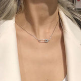 Zircon Safety Pin Pendant Necklace for Women