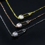 Zircon Safety Pin Pendant Necklace for Women