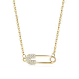 Zircon Safety Pin Pendant Necklace for Women