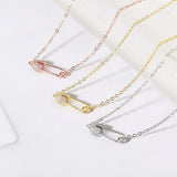 Zircon Safety Pin Pendant Necklace for Women