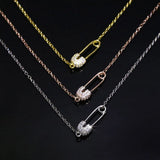 Zircon Safety Pin Pendant Necklace for Women