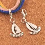 Sailing Boat Clasp Lobster Clip Charm Beads 15Pcs