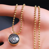 Sailing Seeker Compass Nautical Necklace Stainless Steel Sailor Jewelry N6132