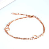 Sainmax Stainless Steel Double Chain Bracelet w/ Hollow-out Heart
