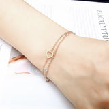 Sainmax Stainless Steel Double Chain Bracelet w/ Hollow-out Heart