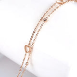 Sainmax Stainless Steel Double Chain Bracelet w/ Hollow-out Heart