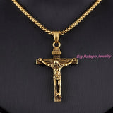 Saint Benedict Cross Crucifix Necklace Pendant Stainless Steel/Gold Chain