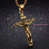 Saint Benedict Cross Crucifix Necklace Pendant Stainless Steel/Gold Chain