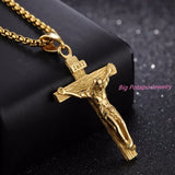 Saint Benedict Cross Crucifix Necklace Pendant Stainless Steel/Gold Chain
