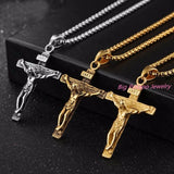 Saint Benedict Cross Crucifix Necklace Pendant Stainless Steel/Gold Chain