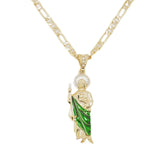 Golden Saint Jude Necklace 14K Plated San Judas Necklace Chain