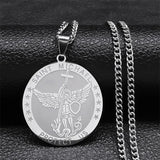 St. Michael Protect Us Pendant Necklace Archangel Long Necklaces