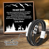 Men's Leather Bracelet with Clasp, Magnet Closure
