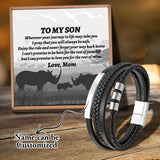 Men's Woven Leather Bracelet Multi-layer Magnet Clasp
