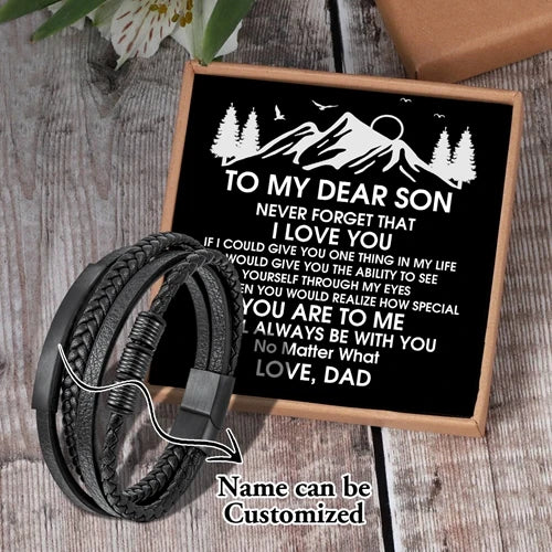 Personalized Dad To My Son Stainless Steel Bracelet